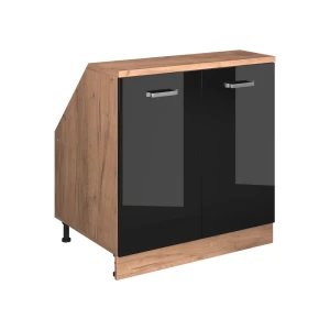 Wardrobe for sloping ceiling Rion Sort højglans 80 x 81.6 cm med 2 døre, skabskorpus 60 cm dybde Vicco