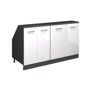 Dachschrägenschrank-Set Rion Weiß Hochglanz 140 cm 2er Set Schrankkorpuss 60 cm Tiefe Vicco