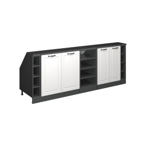 Køkkenskab til skrå væg R-Line Hvid landhus 210 cm Sæt af 5 skabskorpusser 60 cm dybde Vicco