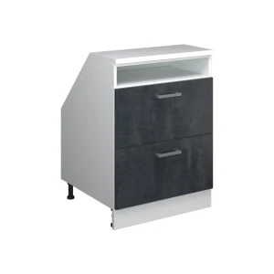 Szafka kuchenna na dach skośny R-Line Czarny beton 60 cm z 2 szufladami, korpus szafy głębokość 60 cm Vicco