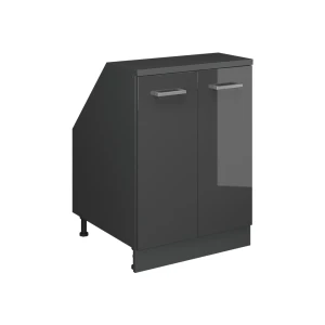 Skab til skrå væg Rion Antracit højglans 60 x 81.6 cm med 2 døre, skabskorpus 60 cm dybde Vicco