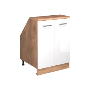 Dachschrägenschrank Rion Weiß Hochglanz 60 x 81.6 cm mit 2 Türen, Schrankkorpus 60 cm Tiefe Vicco