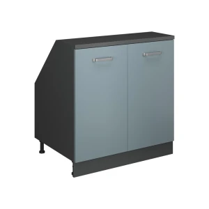 Keukenkast voor schuine wand R-Line Blauw-grijs 80 cm met 2 deuren, kastromp 60 cm diepte Vicco