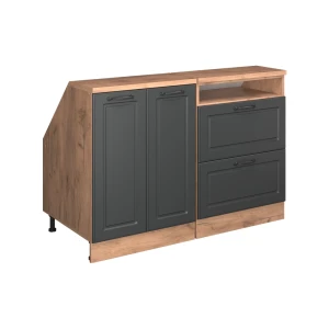 Küchenschrank für Dachschrägen R-Line Anthrazit Landhaus 120 cm 2er Set Schrankkorpuss 60 cm Tiefe Vicco