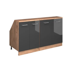 Zestaw szafek na dach skośny Rion Antracyt wysoki połysk 140 cm Zestaw 2 korpusów szafy głębokość 60 cm Vicco