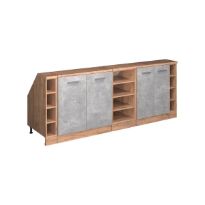 Küchenschrank für Dachschrägen R-Line Beton 210 cm 5er Set Schrankkorpuss 60 cm Tiefe Vicco