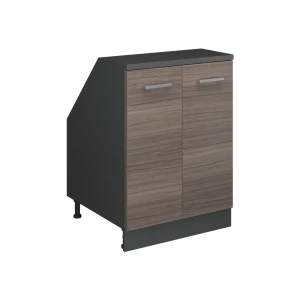 Küchenschrank für Dachschrägen R-Line Edelgrau 60 cm mit 2 Türen, Schrankkorpus 60 cm Tiefe Vicco
