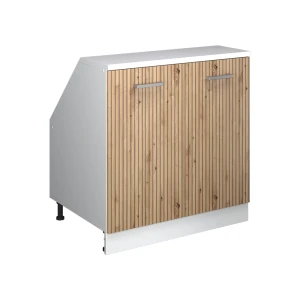 Szafka kuchenna na dach skośny R-Line Dąb rzemieślniczy 80 cm z 2 drzwiami, korpus szafy głębokość 60 cm Vicco