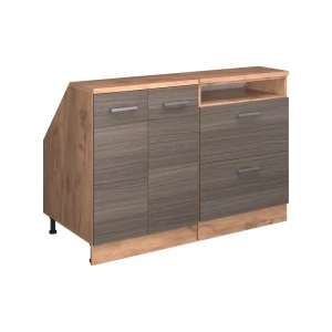 Küchenschrank für Dachschrägen R-Line Edelgrau 120 cm 2er Set Schrankkorpuss 60 cm Tiefe Vicco