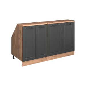 Küchenschrank für Dachschrägen R-Line Anthrazit Landhaus 140 cm 2er Set Schrankkorpuss 60 cm Tiefe Vicco