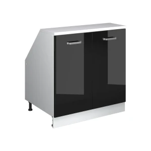 Skab til skrå væg Rion Sort højglans 80 x 81.6 cm med 2 døre, skabskorpus 60 cm dybde Vicco