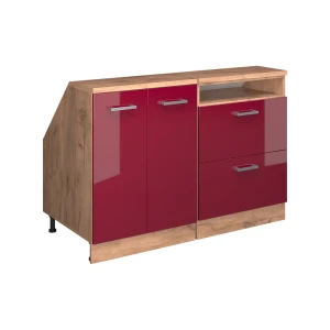 Küchenschrank für Dachschrägen R-Line Rot Hochglanz 120 cm 2er Set Schrankkorpuss 60 cm Tiefe Vicco