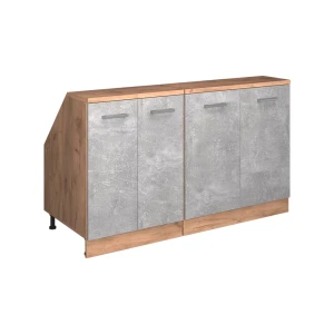Küchenschrank für Dachschrägen R-Line Beton 140 cm 2er Set Schrankkorpuss 60 cm Tiefe Vicco