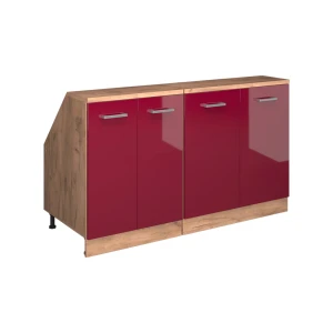Dachschrägenschrank-Set Rion Rot Hochglanz 140 cm 2er Set Schrankkorpuss 60 cm Tiefe Vicco