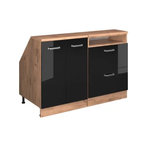 Zestaw szafek na dach skośny Rion Czarny wysoki połysk 120 cm Zestaw 2 korpusów szafy głębokość 60 cm Vicco