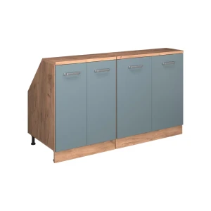 Küchenschrank für Dachschrägen R-Line Blau-Grau 140 cm 2er Set Schrankkorpuss 60 cm Tiefe Vicco