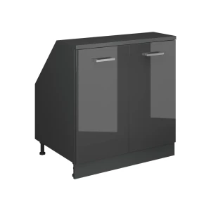 Skab til skrå væg Rion Antracit højglans 80 x 81.6 cm med 2 døre, skabskorpus 60 cm dybde Vicco