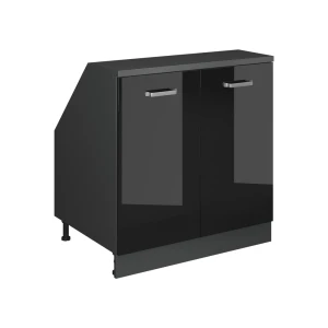 Szafa skosna Rion Czarny wysoki połysk 80 x 81.6 cm z 2 drzwiami, korpus szafy głębokość 60 cm Vicco