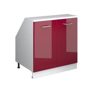 Szafka kuchenna na dach skośny R-Line Czerwony połysk 80 cm z 2 drzwiami, korpus szafy głębokość 60 cm Vicco