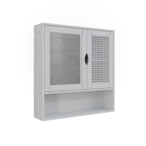 Badeværelsesskab med spejl Liora Hvid 56 x 58 cm med 2 døre Vicco