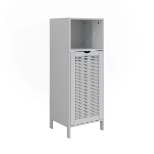 Armário midi Liora Branco 36x98 cm com cesto de roupa suja Vicco