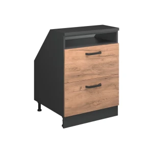 Køkkenskab til skrå væg R-Line Gold power oak 60 cm med 2 skuffer, skabskorpus 60 cm dybde Vicco