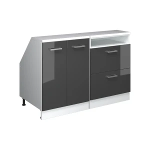 Küchenschrank für Dachschrägen R-Line Anthrazit Hochglanz 120 cm 2er Set Schrankkorpuss 60 cm Tiefe Vicco