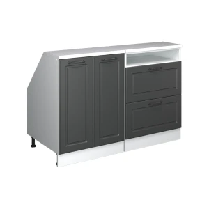 Küchenschrank für Dachschrägen R-Line Anthrazit Landhaus 120 cm 2er Set Schrankkorpuss 60 cm Tiefe Vicco