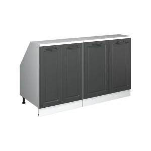 Küchenschrank für Dachschrägen R-Line Anthrazit Landhaus 140 cm 2er Set Schrankkorpuss 60 cm Tiefe Vicco