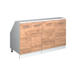Køkkenskab til skrå væg R-Line Gold power oak 140 cm Sæt af 2 skabskorpusser 60 cm dybde Vicco