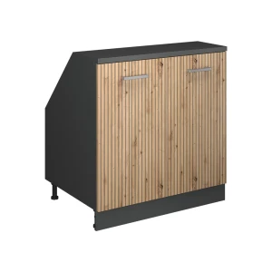Szafka kuchenna na dach skośny R-Line Dąb rzemieślniczy 80 cm z 2 drzwiami, korpus szafy głębokość 60 cm Vicco
