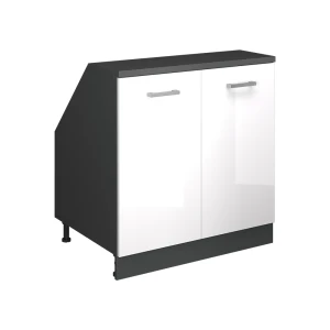Skab til skrå væg Rion Hvid højglans 80 x 81.6 cm med 2 døre, skabskorpus 60 cm dybde Vicco