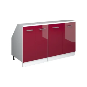 Szafka kuchenna na dach skośny R-Line Czerwony połysk 140 cm Zestaw 2 korpusów szafy głębokość 60 cm Vicco