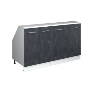 Dachschrägenschrank-Set Rion Schwarz Beton 140 cm 2er Set Schrankkorpuss 60 cm Tiefe Vicco
