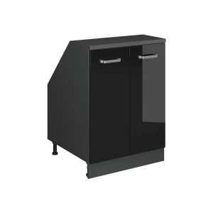 Skab til skrå væg Rion Sort højglans 60 x 81.6 cm med 2 døre, skabskorpus 60 cm dybde Vicco
