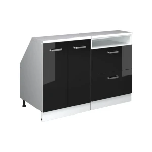 Küchenschrank für Dachschrägen R-Line Schwarz Hochglanz 120 cm 2er Set Schrankkorpuss 60 cm Tiefe Vicco