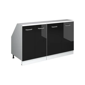 Mobile cucina sottotetto R-Line Nero lucido 140 cm Set di 2 carcasse armadio profondità 60 cm Vicco