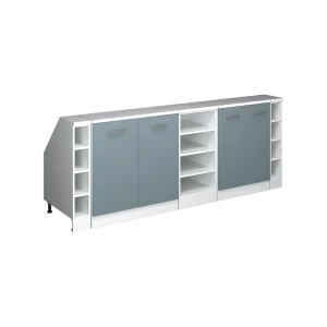 Küchenschrank für Dachschrägen R-Line Blau-Grau 210 cm 5er Set Schrankkorpuss 60 cm Tiefe Vicco