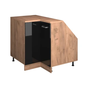 Skab til skrå væg Hjørneskab Rion Sort højglans 75.6 x 81.6 cm med 1 dør, skabskorpus 60 cm dybde Vicco