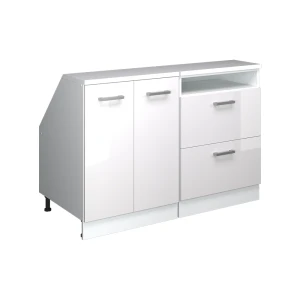 Küchenschrank für Dachschrägen R-Line Weiß Hochglanz 120 cm 2er Set Schrankkorpuss 60 cm Tiefe Vicco
