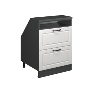 Kast voor schuine wand Rion Wit Landhuis 60 x 81.6 cm met 2 laden, kastromp 60 cm diepte Vicco