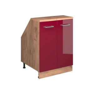 Skab til skrå væg Rion Rød højglans 60 x 81.6 cm med 2 døre, skabskorpus 60 cm dybde Vicco