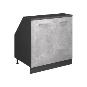 Mobile cucina sottotetto R-Line Calcestruzzo 80 cm con 2 porte, corpio 60 cm profondità Vicco