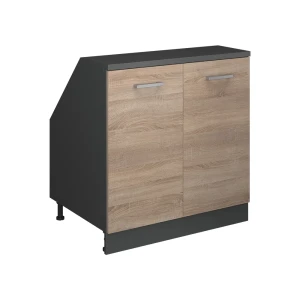 Küchenschrank für Dachschrägen R-Line Sonoma 80 cm mit 2 Türen, Schrankkorpus 60 cm Tiefe Vicco
