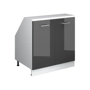 Skab til skrå væg Rion Antracit højglans 80 x 81.6 cm med 2 døre, skabskorpus 60 cm dybde Vicco