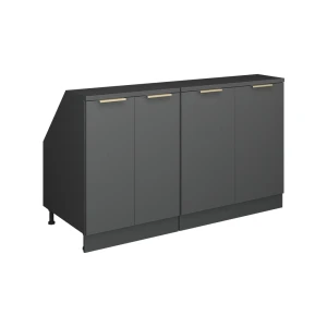 Mobile cucina sottotetto R-Line Antracite-oro 140 cm Set di 2 carcasse armadio profondità 60 cm Vicco