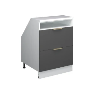 Küchenschrank für Dachschrägen R-Line Anthrazit-Gold 60 cm mit 2 Schubladen, Schrankkorpus 60 cm Tiefe Vicco