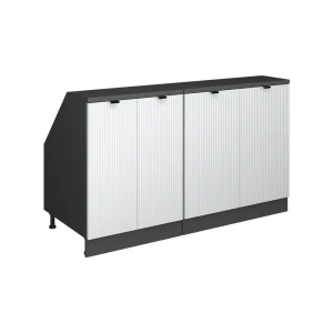 Set di mobili sottotetto Rion Ondulazione bianca 140 cm Set di 2 carcasse armadio profondità 60 cm Vicco