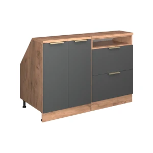 Szafka kuchenna na dach skośny R-Line Antracytowo-złoty 120 cm Zestaw 2 korpusów szafy głębokość 60 cm Vicco