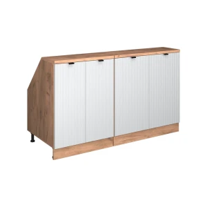 Dachschrägenschrank-Set Rion Weiß Riffel 140 cm 2er Set Schrankkorpuss 60 cm Tiefe Vicco